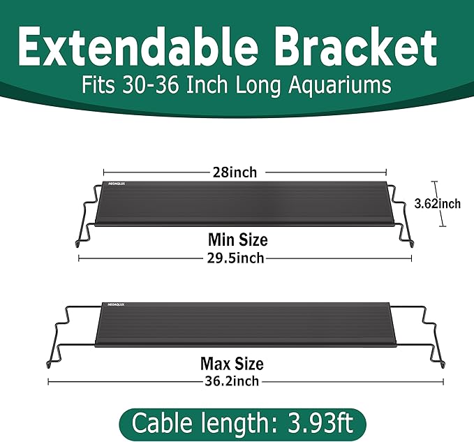 24/7 LED Aquarium Light for 30-36 Inch Plant & Fish Tank, 12-Color & Gradient & Full Spectrum with Auto On/Off, Brightness, Sunrise-Daylight-Moonlight, Extendable Brackets for Freshwater IP68