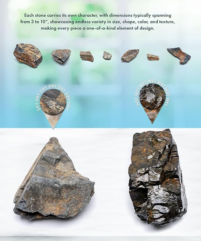 SubstrateSource Natural Aquarium Stones - Angular Dark Brown & Rust-Toned Decorative Rocks w/Layered Texture - Freshwater Aquascaping, Betta Fish Tank, Reptile Enclosure, Hermit Crab - Ancient, 20 LB