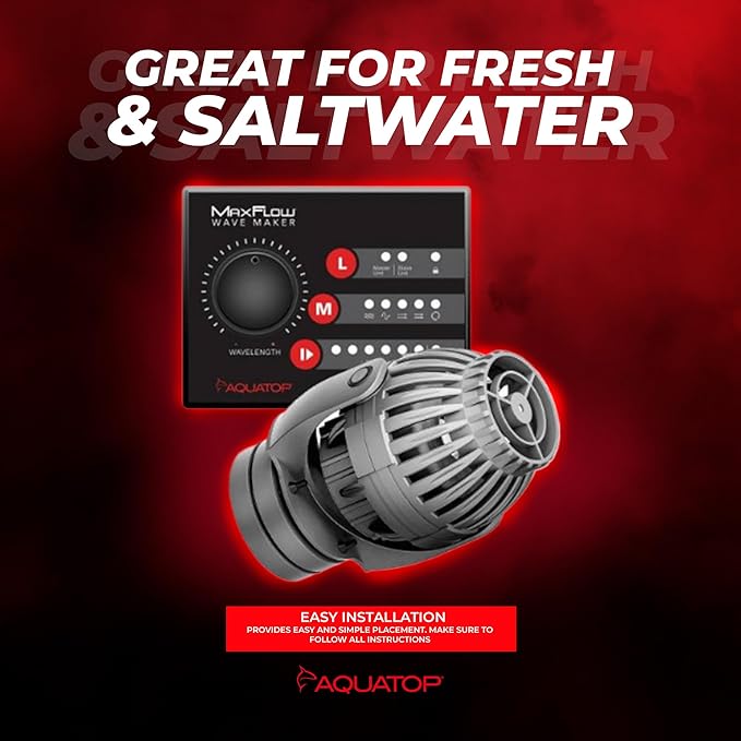 Aquatop MaxFlow MWV-2000 DC Wavemaker Pump with Controller - For 55-125 Gallon Aquariums - Safe for Salt & Freshwater - Energy-Efficient, Low Power Use