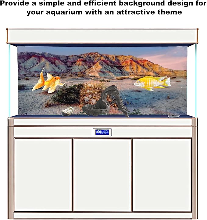 SYH&AQYE Aquarium Background Sticker, Aquarium PVC Poster Mountain Desert Pattern Self Adhesive 3D Decoration Paper (91 * 50cm)