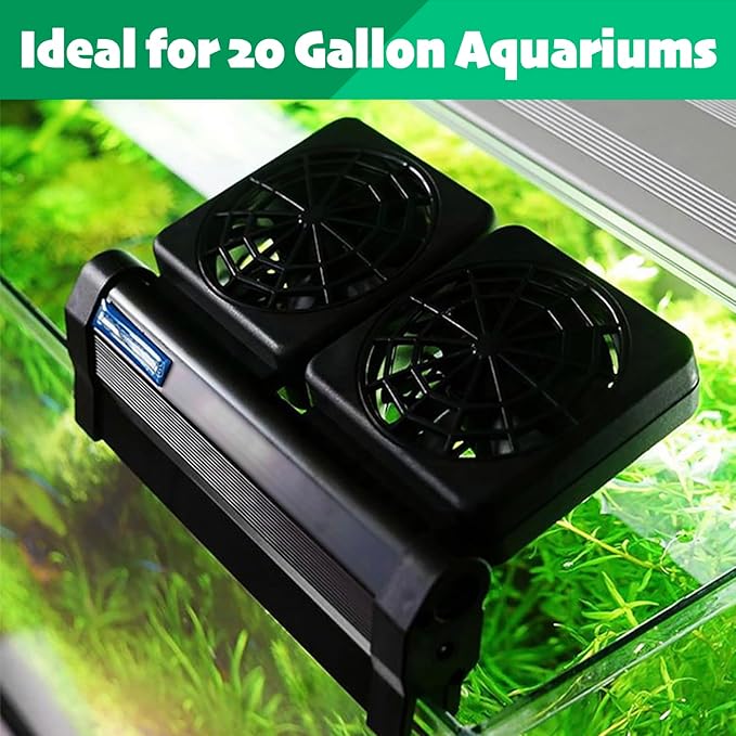 Aquarium Chiller, Fish Tank Cooling Fan System for Salt Fresh Water, 2 Variable Speed, Wide Angle Adjustable (2-Fan)