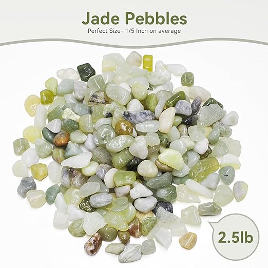 Pulovin 2.5LB Succulent and Cactus Pebbles, 1/5 Inch Jade Pebbles for Indoor Plants, Decorative Gravel for Vases, Bamboo, Succulent, Terrarium, Crafts, Cactus