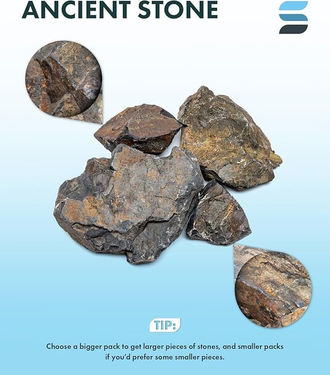 SubstrateSource Natural Aquarium Stones - Angular Dark Brown & Rust-Toned Decorative Rocks w/Layered Texture - Freshwater Aquascaping, Betta Fish Tank, Reptile Enclosure, Hermit Crab - Ancient, 20 LB