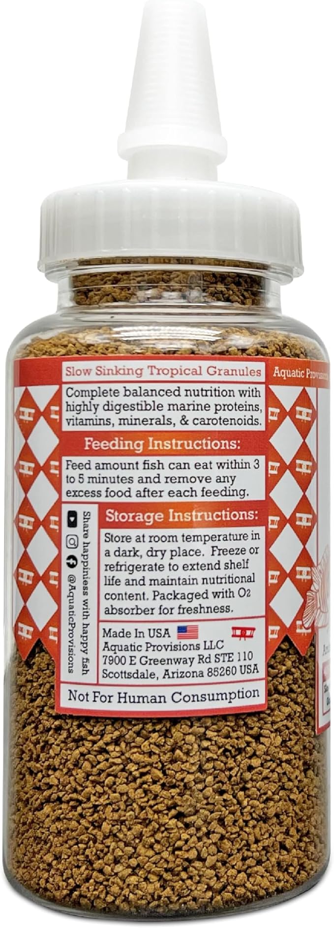 Aquatic Provisions Community Fish Food Granules 3.17 oz, High Protein Slow Sinking Original Size Granules