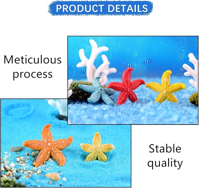 6 PCS Starfish Ornaments Realistic Starfish Decorations Starfish Fish Tank Ornaments Multi-Colored Mini Aquarium Decorations DIY Fish Tank Decor for Home DIY Crafts