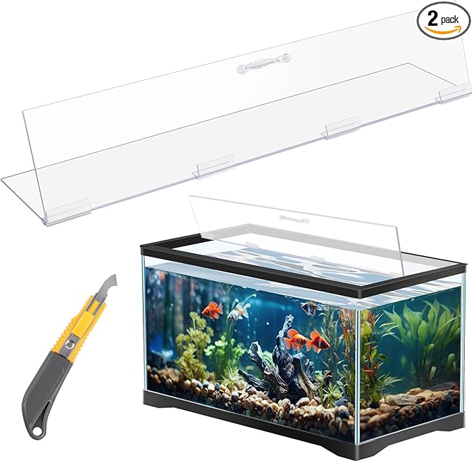 Sieral Aquarium Polycarbonate Canopy Set 29 x 11.38 x 0.12 Inch for 20/29/37 Gallon Without Center Brace Aquariums Cover Fish Tank Lid with a Hook Knife, Clear