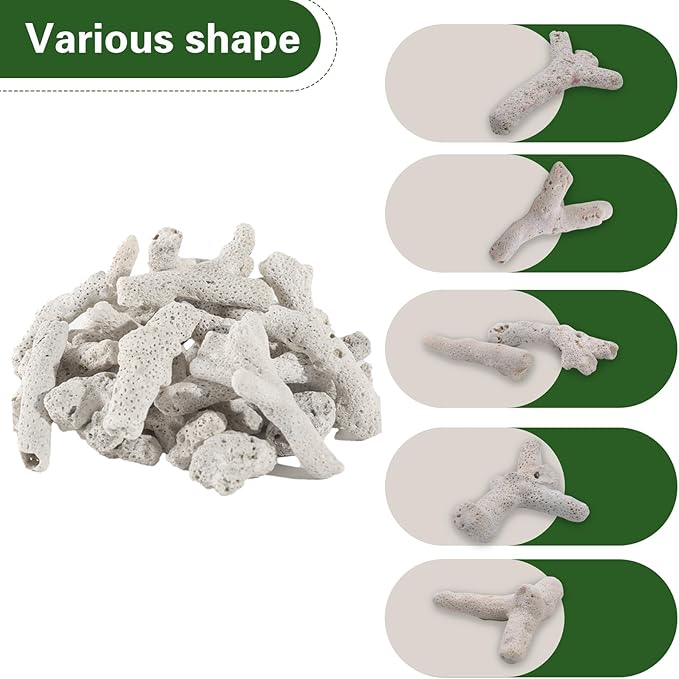 SnowTing 1.1lb/500g Fish Tank Coral Filter, Crushed Coral for Freshwater Aquarium Pond, Porous Reusable Aquarium Filter and Fish Tank Landscaping Decorations Accessories