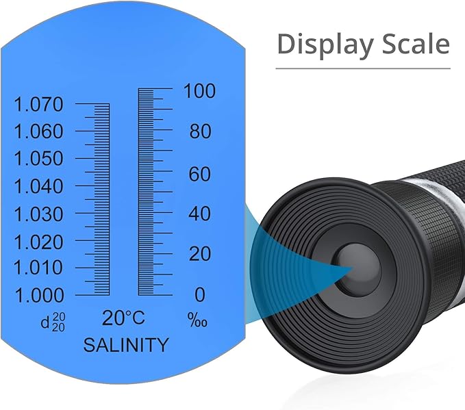 AUTOUTLET Refractometer Saltwater Aquarium for Seawater,Pool,Tank,Testing,Marine Fishkeeping, 0-100PPT & 1.000-1.070 Salinity Tester with ATC Function Hydrometer Specific Gravity Salinity Meter Kit