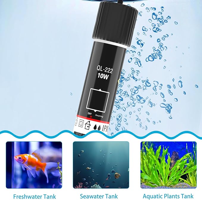 Small Aquarium Heater,10W Betta Heater Super Mini Aquarium Heater,Submersible Fish Tank Heater USB Powered Constant Temperature 78℉(26℃) Used for 1-2 Gallon