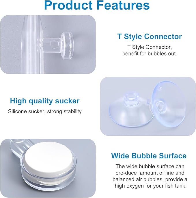 Aquarium Air Stone Disc, CO2 Diffuser for Aquarium Plants Fish Tank Nano Bubble Stone Kit Ultra-high Dissolved Bubbler Airstone with Accessories for Fish Tank and Small Bucket