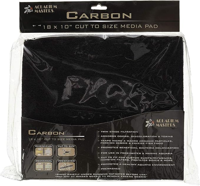 EA Premium Carbon Infused Filter Pad 18x10 - Cut to Fit for Aquariums and Pond
