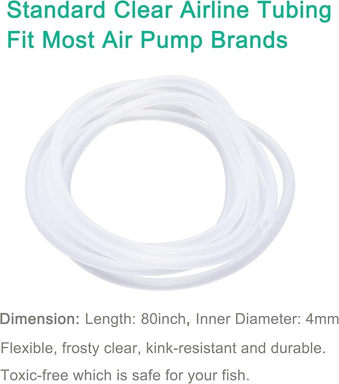 Aquarium Air Pump Accessories Kit with 80 Inch Standard Clear Airline Tubing, Air Stones, Check Valves, Suction Cups and Connectors for Fish Tank