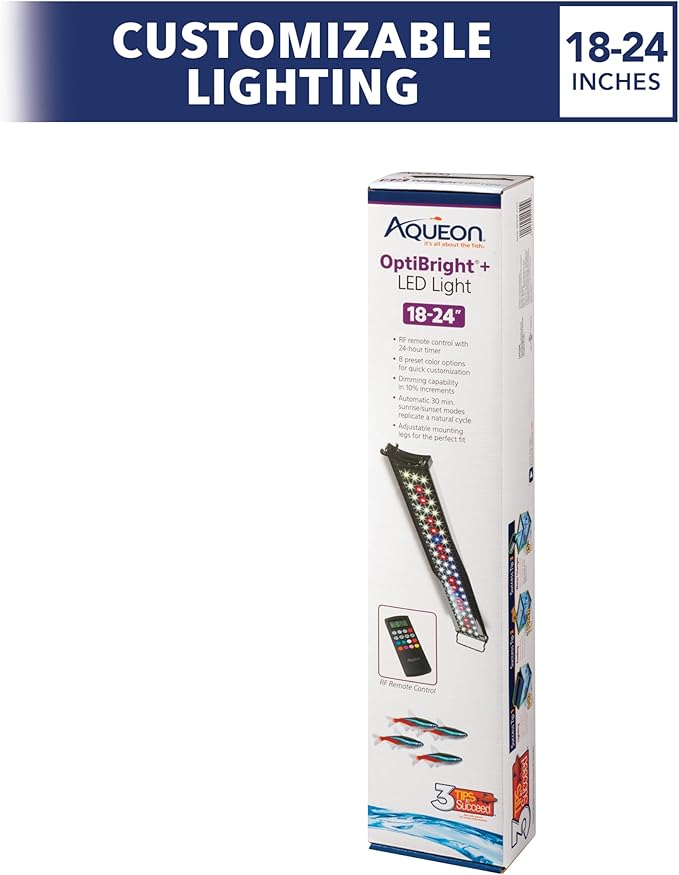 Aqueon Optibright Plus LED Fish Tank Aquarium Lighting System with Remote Control, 18 to 24 Inch