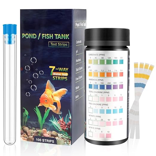 100 Pcs Aquarium Test Strips Fish Tank Test Kit Fast Accurate Aquarium Water Testing Strips with Test Tube Water Test Kits Fish Tank Testing Strip for Carbonate Root pH Hardness