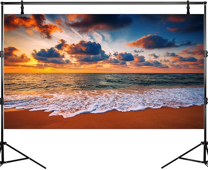Sunset Seashore Aquarium Background Cloudscape Over the Sea Fish Tank Background Sunrise Seacoast Beach Reptile Tank Backgrounds Sea Waves Ocean Beach Tropical Island Reptile Tank Backgrounds 48x24in