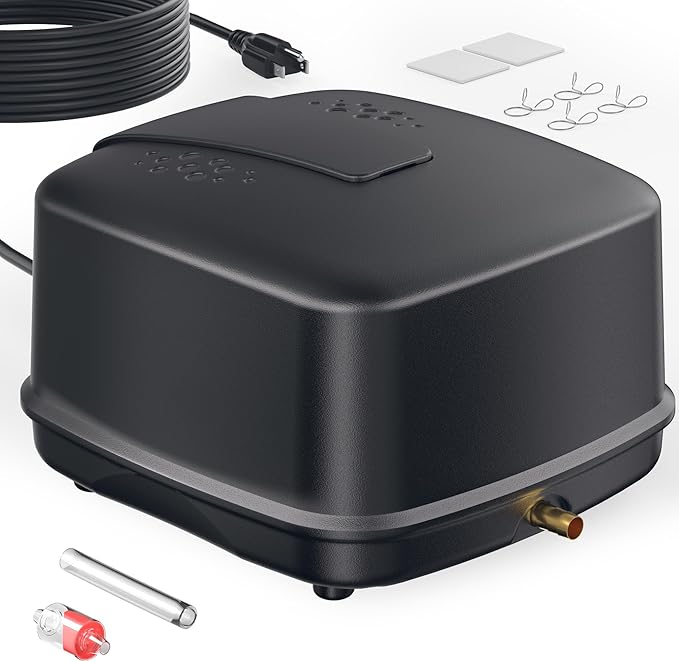 POPOSOAP Pond Aerator, 640GPH High-Volume Pond Air Pump for 1000-3000 Gallon Ponds, Ultra-Quiet Septic Aerator IP65 Waterproof for Koi Pond, Water Garden, Fish Tank & Winter Ice Prevention P840