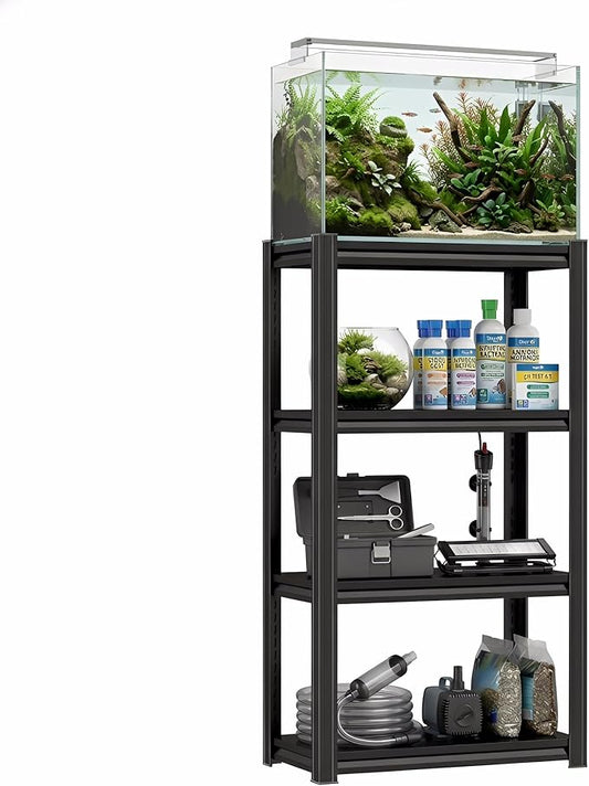Fish Tank Stand Aquarium Stand 1600LBS Adjustable Metal Shelving Storage Shelves Heavy Duty Display Shelves Utility Shelf for Turtle Tank, Reptile Terrarium, 44"H × 23.6"W × 11.8"D, Black