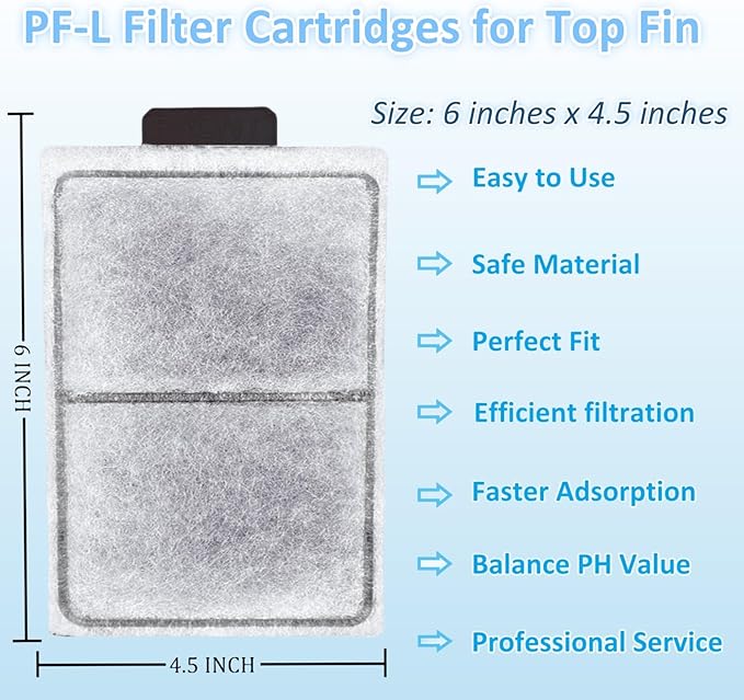 16 Pack PF-L Fish Tank Filter Cartridges, Aquarium Filter Cartridges Replacement Compatible with Top Fin Silenstream PF20, PF30, PF40 and PF75 Power Filters
