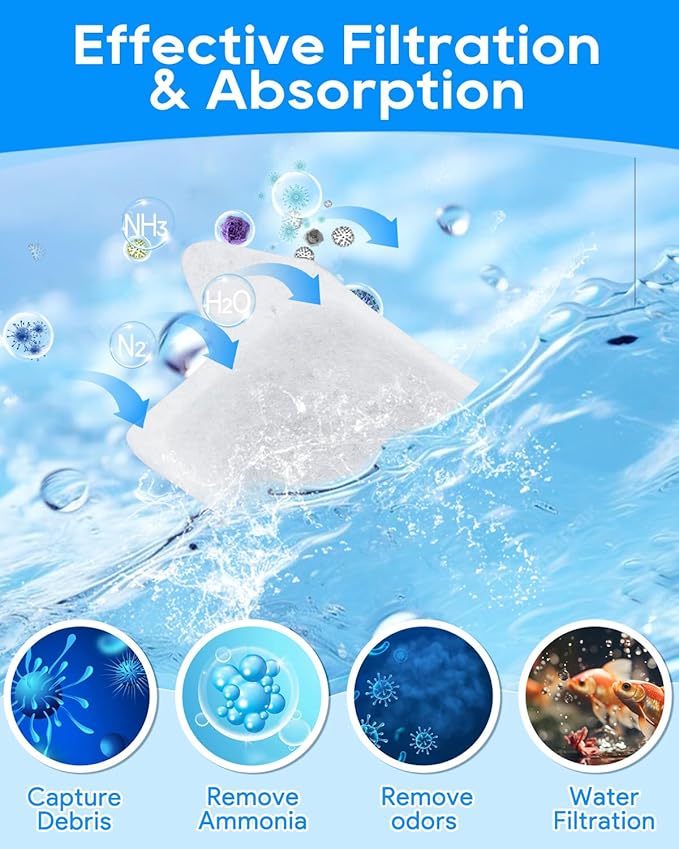 Replacement Filter Cartridges XS Compatible with Tetra Whisper Filter Extra Small Fish Tank Filters & Other Fish Tank Filters Small for Less 3 Gallons Aquarium Accessories, 8 Pack