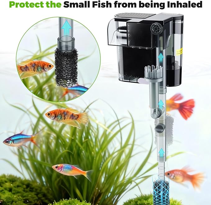 hygger Hang-On Back Aquarium Filter 5.5W Replacement Cartridges 3 Set, Activated Carbon Bio-Cotton for Small Fish Tank, Washable Reusable Filter Media for Odor Removal, Debris Filtration & Fish Safety