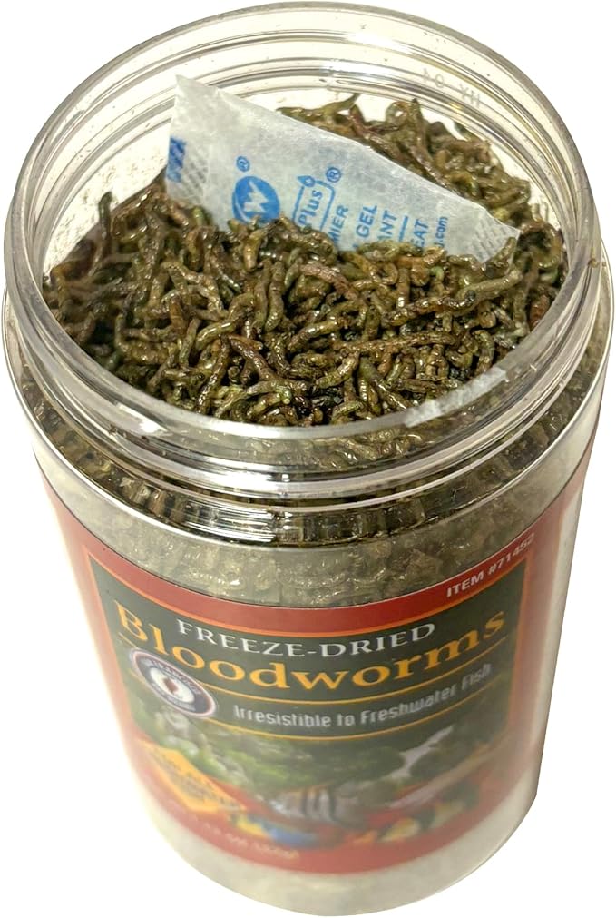 San Francisco Bay Brand Freeze-Dried Bloodworms Fish Food - All Natural High Protein Treat for Freshwater Fish, Bettas, Tetras, Barbs, Catfish, Aquatic Amphibians - Betta Fish Food - 1.13 oz (32g)