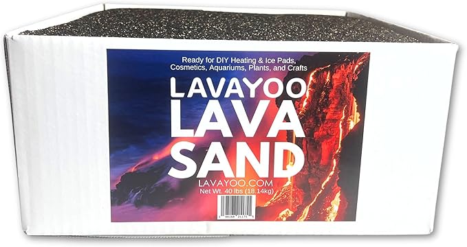 Real Lava Sand - Screened, Washed, Dried and Sanitized - Great for Heating Pads, Cooling Pads, Crafts, and Aquariums (40 lb Box)
