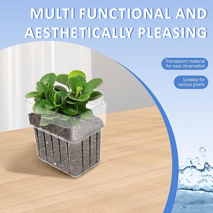 6 Pcs Clear Acrylic Aquarium Plant Holder with Hooks, Hanging Aquatic Plant Pot with Hole, Top Fish Tank Accessories for Fish Tank Aquaponic Plant and Aquascape Decorations
