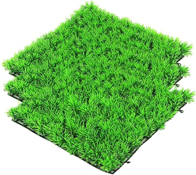 kathson 3 PCS Aquarium Grass Mat Decorations,Artificial Plastic Plant Lawn for Fish Tank Plants Landscape Ornament,Fish Tank Decor Green Carpet with Suction Cups for Freshwater & Saltwater