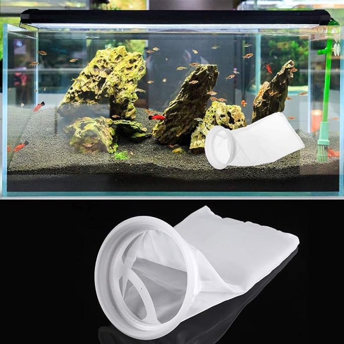 4 Inch Filter Socks 200 Micron Aquarium Nylon Filter Bags 4 in By 10 in Long Fish for Tank Filter Accessories Aquarium Heater Light Thermometers Gravel Sand Decorations