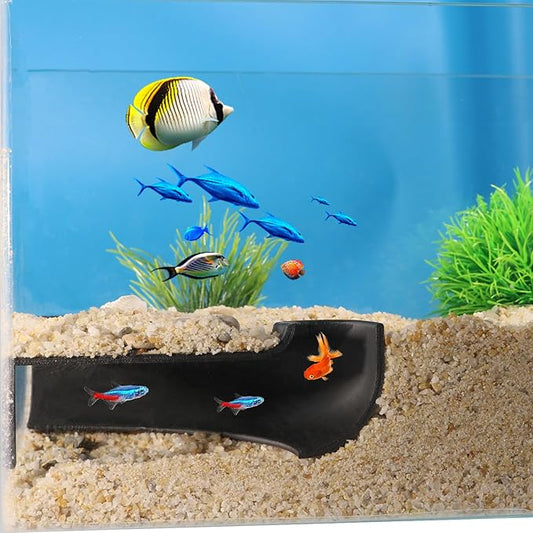 Aquarium Undergravel Fish Tunnel Hide Cave Corner Fishes Tank Decorations Under Gravel Viewing Tunnel Fish Cave for Aquarium Hideout (Black,Style 1)