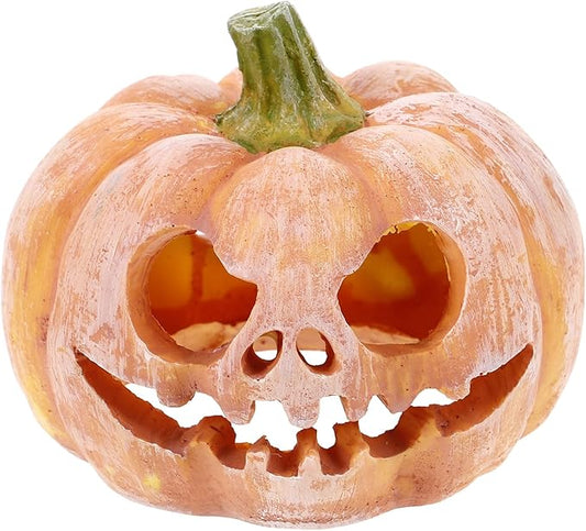 Milisten Orange Resin Halloween Pumpkin Fish Hideout, Aquarium & Terrarium Decor, Modern Realistic Simulated Modeling, Tabletop, All Seasons