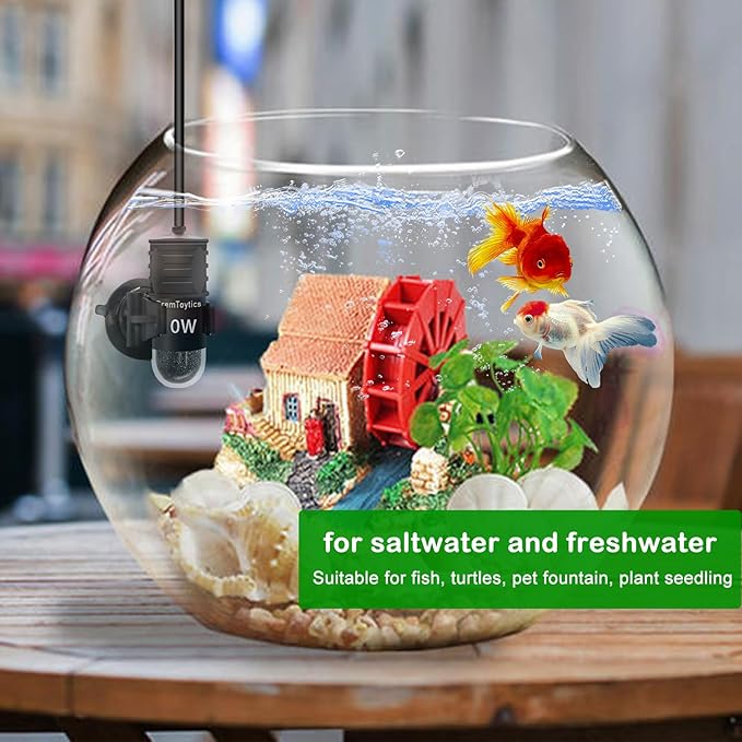 Small Aquarium Heater, USB 10W Adjustable Mini Fish Tank Heater with External Temperature Controller, Overheating Protection, Used for 0.5-1 Gallon Tank (Quartz)