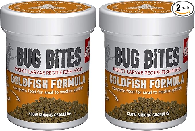 Fluval Bug Bites Goldfish Fish Food, Granules for Small to Medium Sized Fish, 1.6 oz., A6583 (Pack of 2)