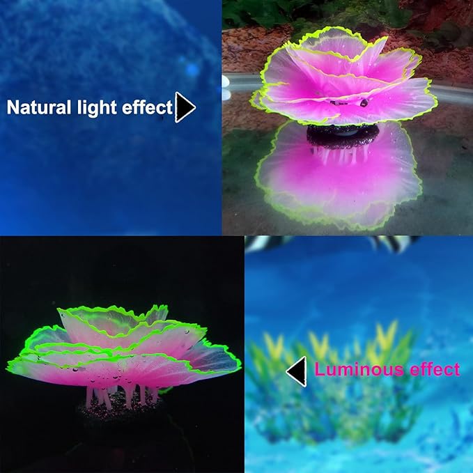 Besimple Aquarium Coral Ornament Glowing Effect Coral Decor Resin Fish Tank Plants Decoration for Aquarium Tank Landscape(Purple)