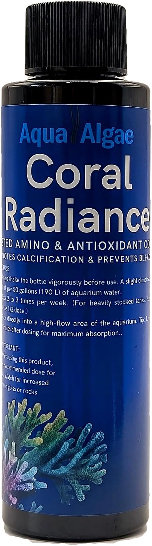 Coral Radiance Coral Amino Acids – Reef Tank Coral Food Supplement for SPS & LPS, Phosphate-Free & Nitrate-Free, Supports Color, Growth & Polyp Extension, 4 fl oz