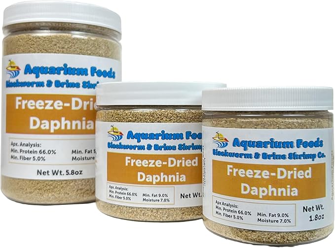 Daphnia, Freeze Dried Fresh Water Daphnia for Fry, Babies and Small Tropicals, Marines, Corals, Anemones, Cichlids, Fry and Baby Koi & Pond Fish…5.8oz Large Round Jar
