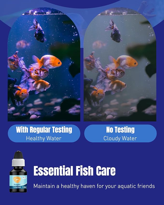 Pawfly Aquarium pH Test Kit, Accurate Fish Tank pH Testing Kit, Easy-to-Read pH Water Test Kit with Test Tube & Color Chart, Aquarium Liquid Test Kit for Freshwater & Saltwater