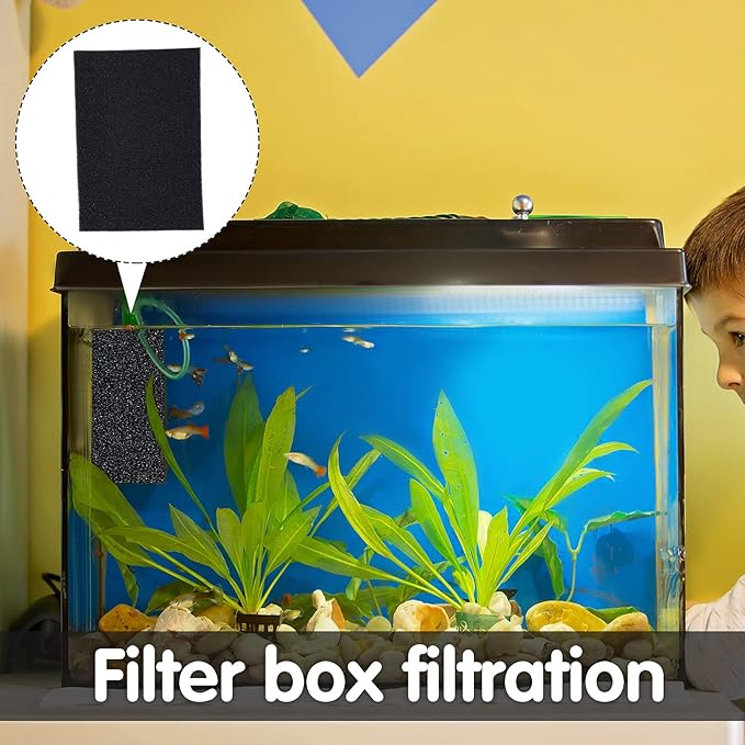 Honoson 4 Pack Aquarium Bio Sponge Filter Media Pad Cut to Size Filter Foam Sponges Open Cell Foam Sheet for Aquarium Fish Tank Sump Ponds Hydroponics(8 x 4 x 1 Inch,Black)
