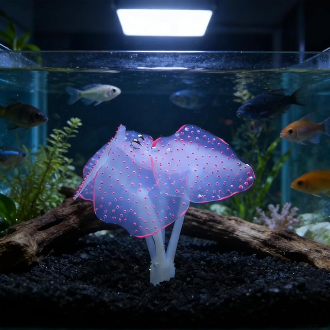 Swaying Coral Decor Set - 4-Pack: String, Starry, Feather & Mushroom Soft Silicone Aquarium Ornaments with Lifelike Motion for Freshwater & Saltwater Fish Tanks, Safe Fish Shrimp Habitat