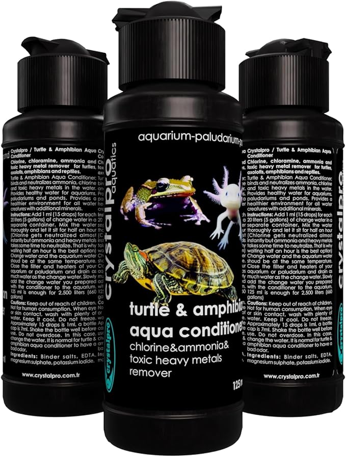 Crystalpro Turtle & Amphibian Water Conditioner 4.22 Oz - Treats 660 Gallons, Neutralizes Chlorine and Ammonia - Makes Tap Water Safe for Amphibian and Reptile Aquariums/Terrariums
