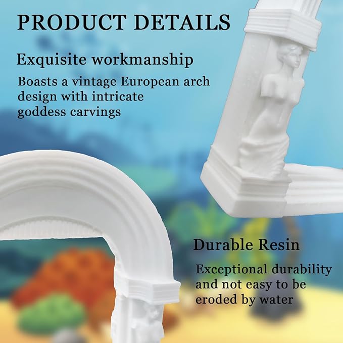 Fish Aquarium Decor Ornaments, Aquarium Minimalist Decorations Small Accessories, European Roman Style Architecture Statue Fish Tank Landscape Ornament, White, 1 Piece