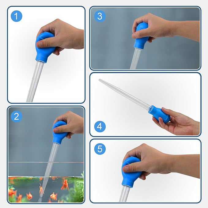 Aquarium Cleaning Dropper, 30ml Aquarium Cleaning Waste Remover, Aquarium Gravel Cleaning Straw, Blue