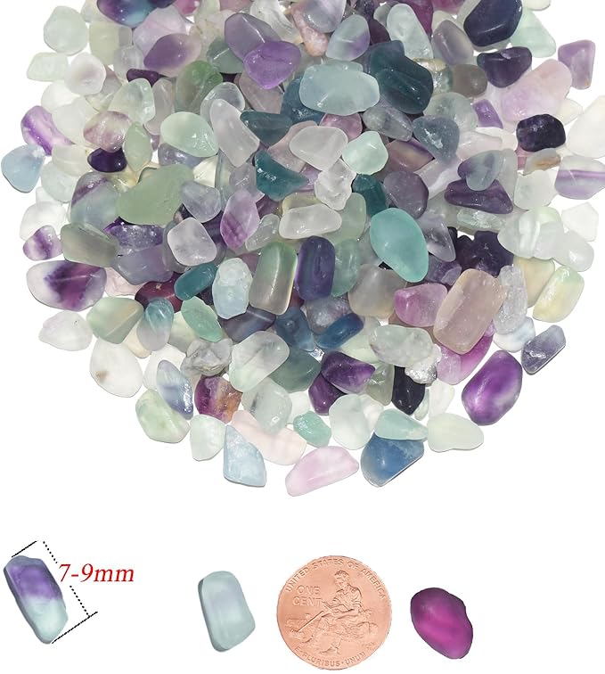 2 Lb/920g Pebbles for Indoor Plants, Bamboo, Crafts, 0.2-0.35" Small Plant Pebbles for Pots Indoor Drainage, Fluorite Crystal Chips, Decorative Gravel for Aquarium, Fish Tank