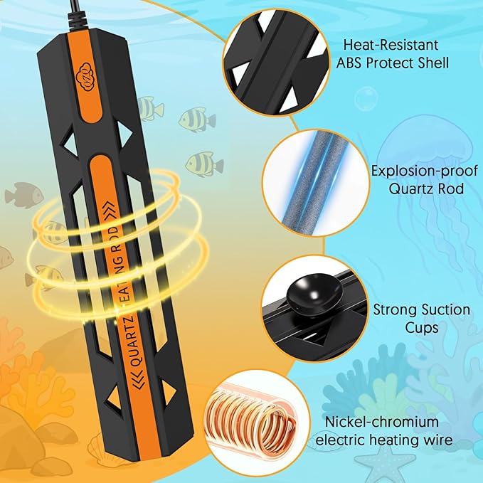 QZQ Aquarium Heater, 500W Fish Tank Heater with Temperature Controller, Leaving Water Automatically Stop Heating, Overheating Protection, Turtle Tank Heater for Freshwater & Saltwater