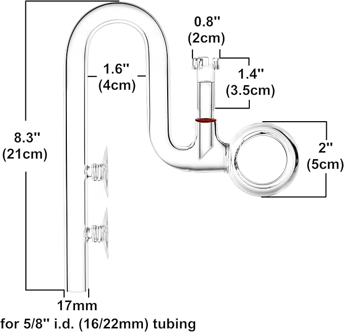 Mini Lily Pipe Set Spin Outflow with Surface Skimmer and Inflow for Nano Long Shallow Tanks (17mm for 5/8'' i.d. (16/22mm) tubing)