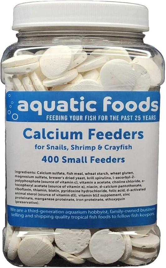Calcium Feeder Disks for Shrimp, Snails, Crabs, Crayfish, Hermit Crabs and All Tropical Fish, 400 Count Jar of Small Feeder Disks