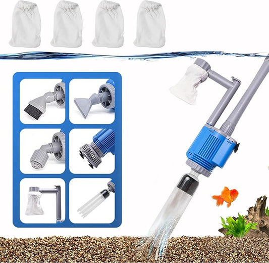 boxtech Upgraded Electric Aquarium Cleaner, 12V DC/28W Auto Fish Tank Gravel Cleaning kit 6 in 1 Change Water and Wash Sand Filter for Aquarium 10-200 Gallon