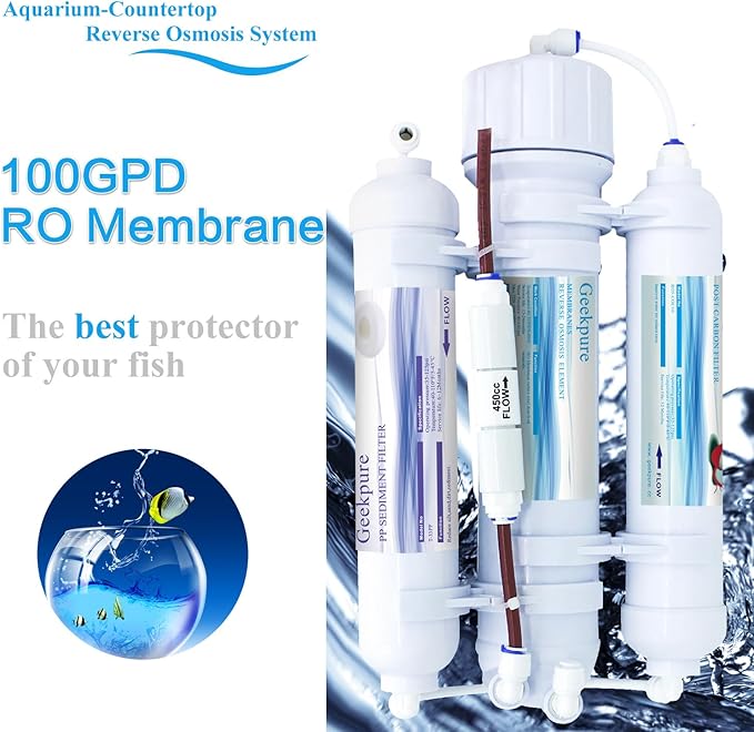 Geekpure 3 STAGE Portable Aquarium Reverse Osmosis RO Drinking Water Filter System-100 GPD
