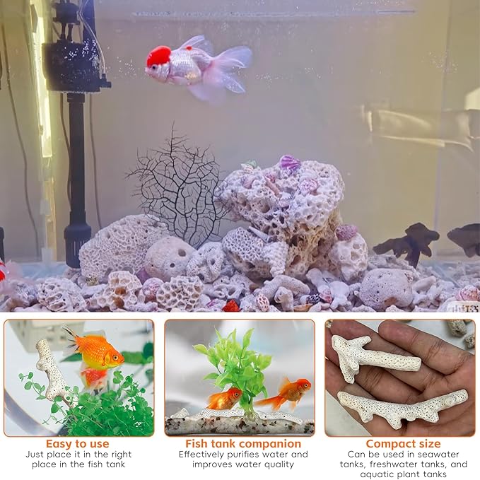 kathson 1.1lb Crushed Coral for Aquarium Crushed Coral for Freshwater Aquarium Corals for Fish Tank to Raise ph Filter Media for Fish Tank with Mesh Bag for Fish Tank Filter Media Decorations