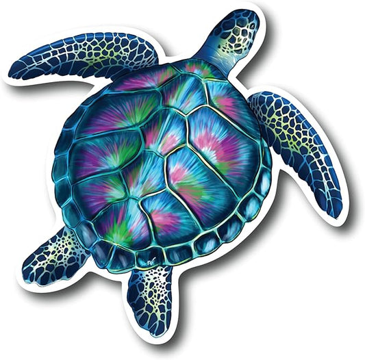 Sea Turtle 5 Inch Waterproof Decal Sticker Coral Reef Crab Fish Seaweed Jellyfish Marine Life Mermaid Ocean Sea Seahorse Whale Starfish Shark Ocean Beach Sand CS1416-2PK